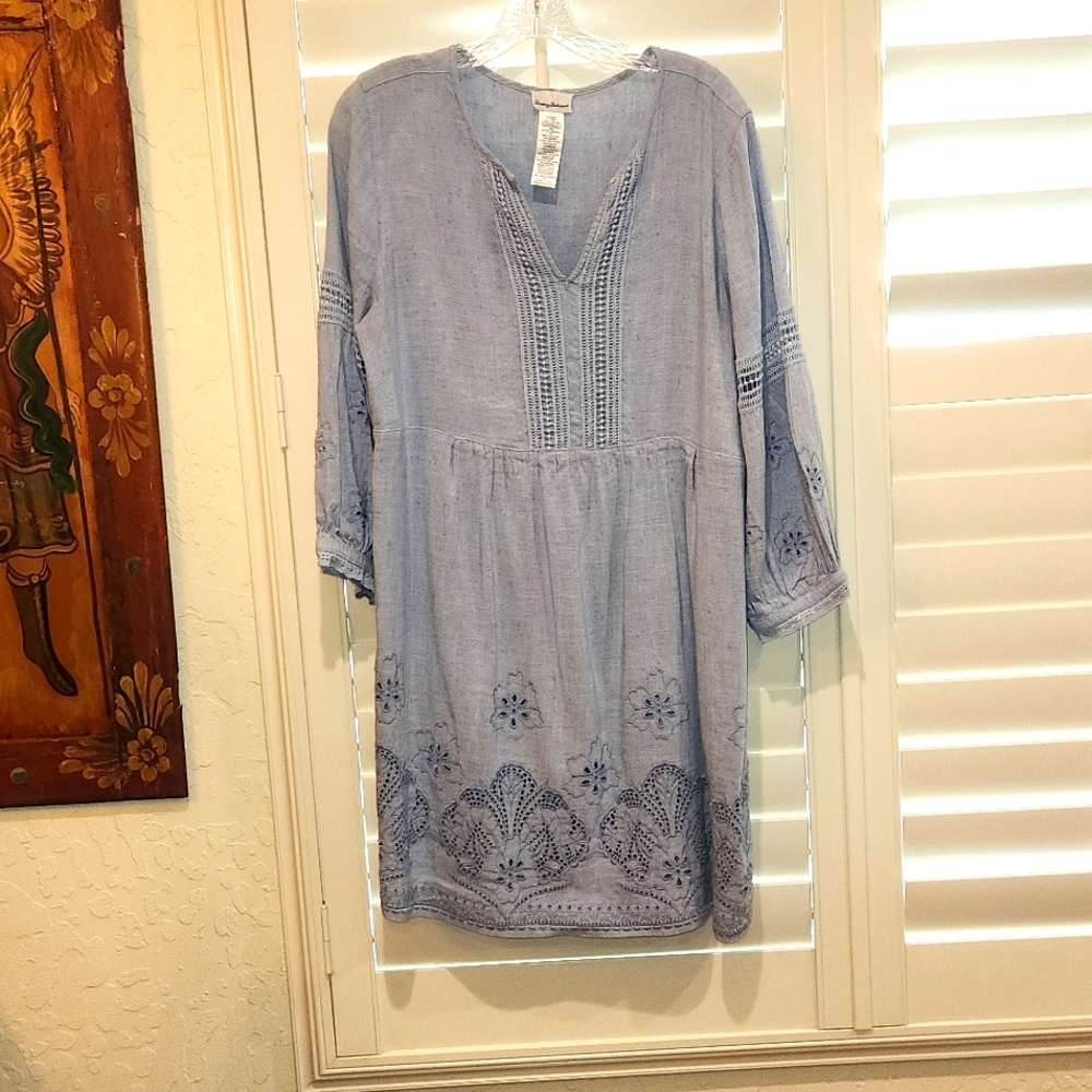 Tommy Bahama Lt Blue Linen blend dress, Size Lg